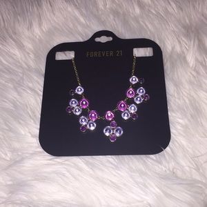Dual Tone Purple Jewel Statement Necklace